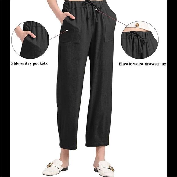 Meomua nice baggy linen blend drawstring pants Size Medium Coastal Resort - Picture 1 of 5